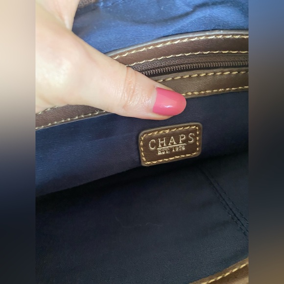 Chaps Tartan Plaid and Faux Leather Harriet Shoulder Bag - Picture 7 of 9